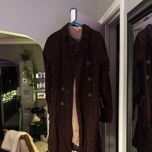 Free People Dark Brown Double-Breasted Pea Coat